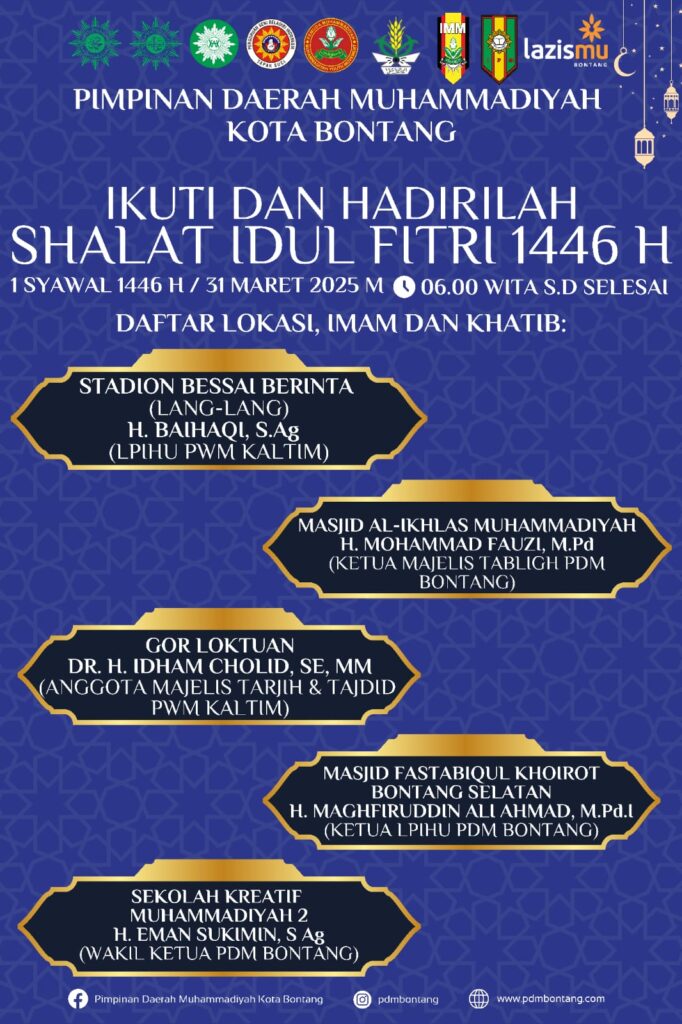 Jadwal dan Lokasi Salat Idulfitri 1446 H Muhammadiyah Bontang