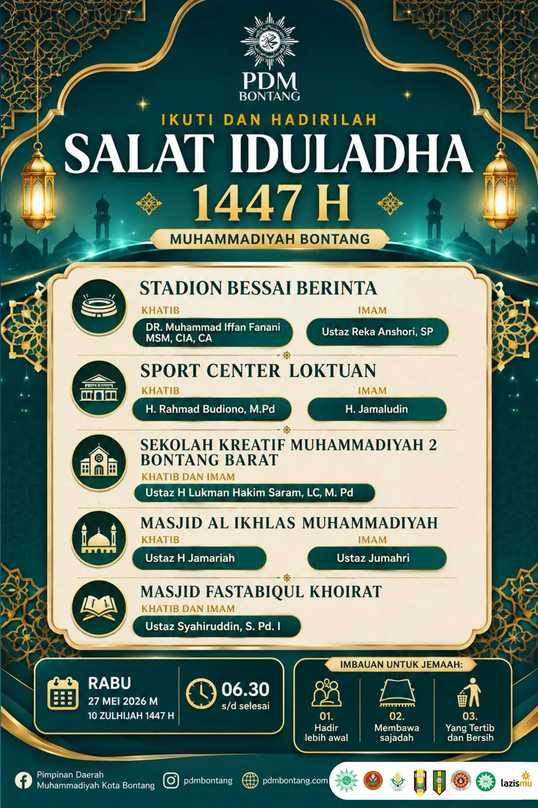 Persiapkan Diri Menyambut Hari Raya Kurban! Ini Daftar Lengkap Khatib dan Lokasi Salat Id Muhammadiyah Bontang